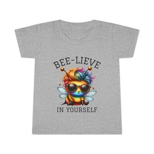 Bee-lieve in Yourself Toddler T-Shirt, Cute Kids Tee, Positive Message Shirt, - Picture 1 of 7