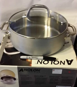 NIB-Anolon Chef Clad Stainless Steel 4-Quart Pan/Dutch Oven - Picture 1 of 2