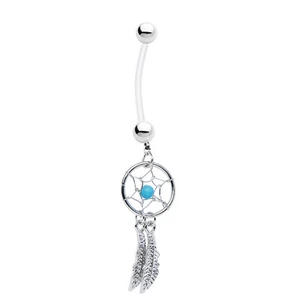 Belly Ring Dream Catcher Maternity Dangle Flexible Pregnancy Belly Ring 14ga - Picture 1 of 1