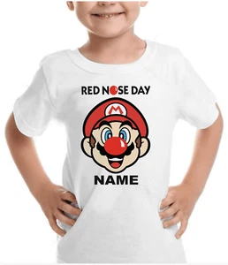 Red Nose Day Super Mario Personalised T-shirt Men Kids Boys Adult Tee Top tshirt - Picture 1 of 1