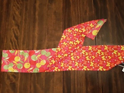 Echo - Pink, Yellow & Green Silk Cherrys/Butterflys  Double Sided Neck Scarf - Image 1 of 3