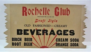 Vintage Rochelle Club Beverages Cardboard Soda Pop Sign Old Store Sign - Picture 1 of 4
