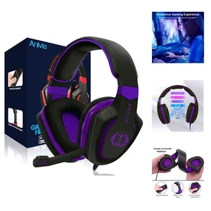 Computer Over Ear Headphones Wired with Mic Stereo Gaming Headset Noise Isola... - Picture 1 of 10