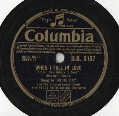 DORIS DAY CLASSIC 78 - WHEN I FALL IN LOVE - MY LOVE AND DEVOTION - EX- COND - Image 1 of 2