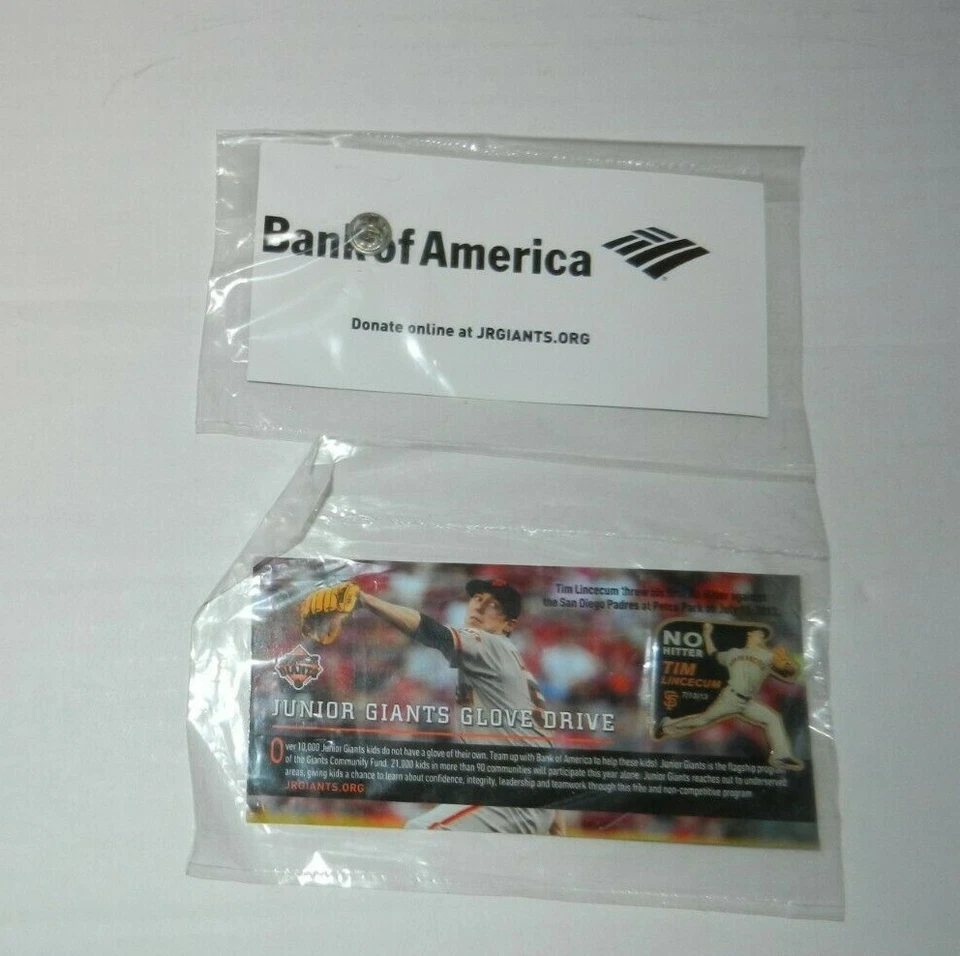 SF JUNIOR GIANTS GLOVE DRIVE PIN TIM LINCECUM NO HITTER SGA NEW SAN FRANCISCO 🎁 - Image 1 of 1
