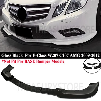 For Mercedes Benz E-Class W207 C207 AMG 2009-2012 Gloss Black Front Bumper Lip - Image 1 of 4