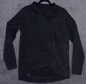 LULULEMON Belle Wrap Womens Size 8 Black Snap Front Jacket Cotton Terry Wrap - Picture 1 of 4