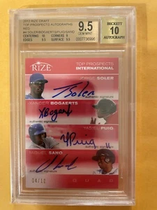 2012 Leaf Rize Draft RED Top Prospects Quad BGS 9.5 Xander Bogaerts/Jorge Solar - Picture 1 of 2