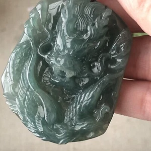 53,2 mm Eisblau Grün Jadeit Jade Geschnitzter Drache Anhänger - Bild 1 von 8
