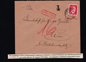 Ungültig frankiert im Postkasten daher mit doppelter Ortsbrief Nachgebühr belegt - Picture 1 of 3