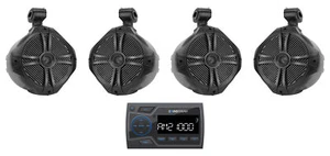 Soundstream MHU-32 Marine Boat ATV/UTV Bluetooth Receiver+(4) 8" Tower Speakers - Picture 1 of 12