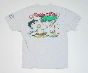 Vintage 90s Key West Florida Art T-Shirt Men Size L Map Fish Ocean Beach - Bild 1 von 17