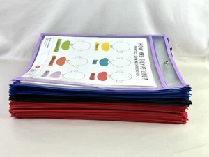 88 Reusable Dry Erase Pockets, For 8.5 in X 11 in Insert, Assorted Colors - Picture 1 of 9