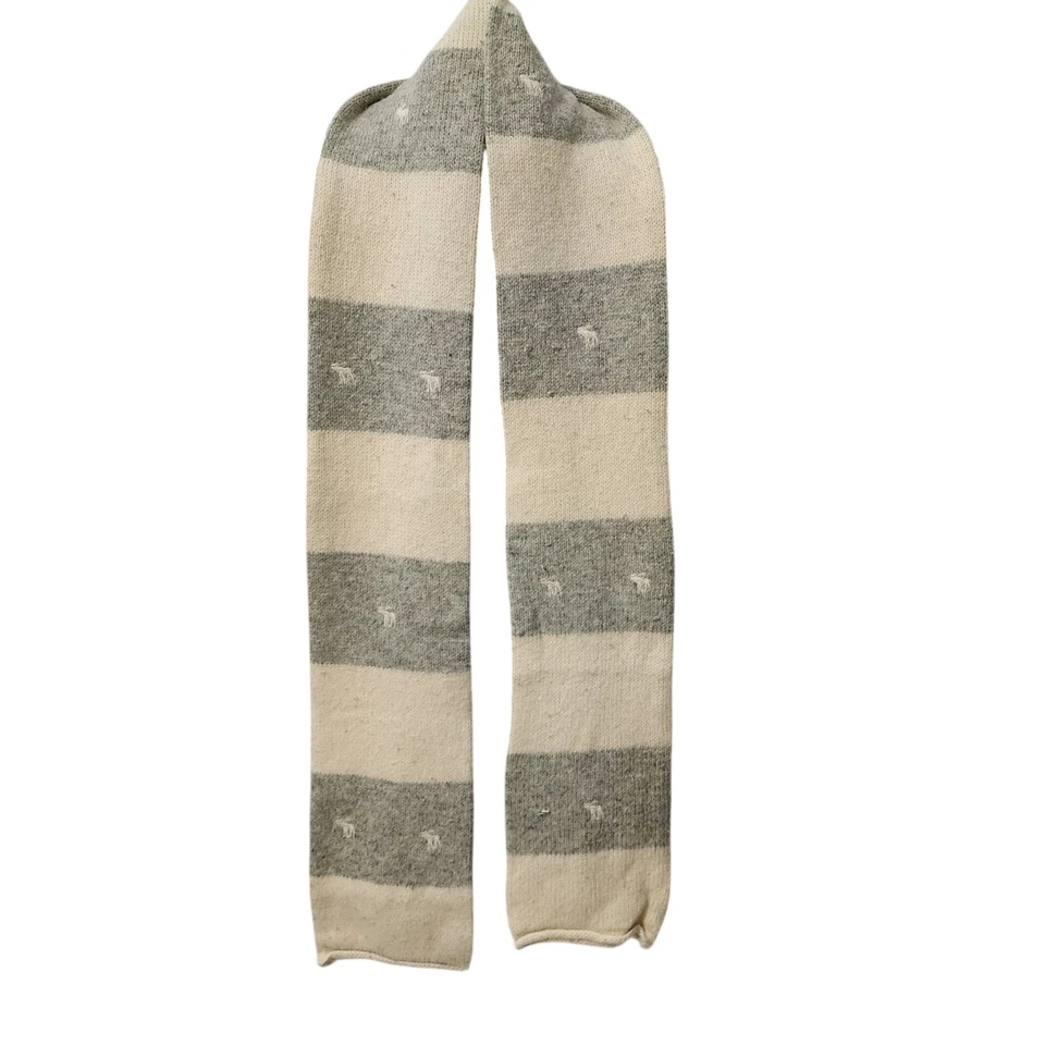 Серый и белый шарф из шерстяной смеси от Abercrombie Fitch | 6 футов длиной уютный зимний чехол - Изображение 1 из 4