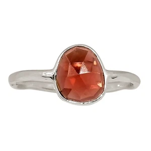 Natural Faceted Garnet - Madagascar 925 Silver Ring Jewelry s.8 ALLR-30665 - Picture 1 of 1
