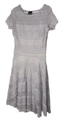 Melrose A Line Gray Tiered Lace Dress Size 10 Sheer Shoulders Romantic - Image 1 of 4