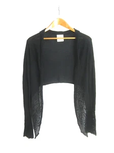 Anagram Womens S Black Lace LS Open Front Cotton Rayon Cardigan Cropped Peru - Picture 1 of 12