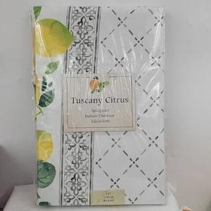 BENSON MILLS Tuscany Citrus Tablecloth 70 Inch Round Spillproof Indoor Outdoor - Picture 1 of 5