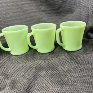 Lote de 3 logotipos mixtos de jadeíta taza mango D horno Fire King vintage - Imagen 1 de 10