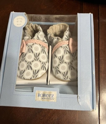 Suelas suaves Robeez Wildflowers rosa pastel infantil talla 0-6 meses Foto 1 de 4