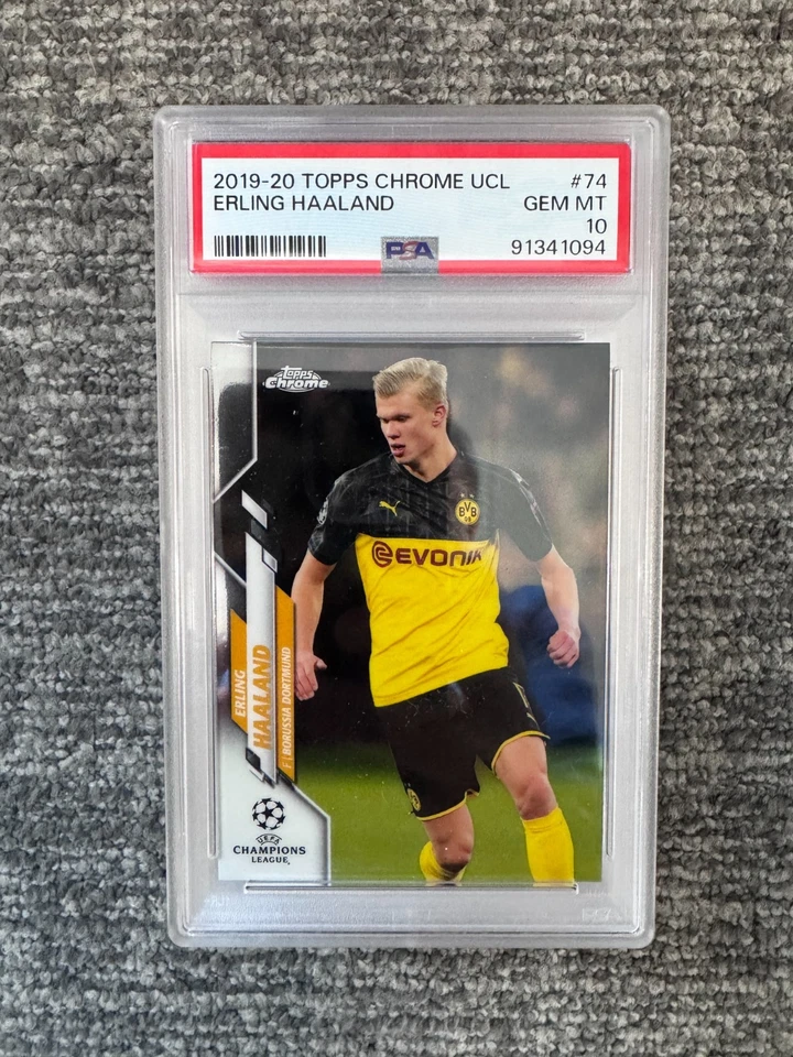 2019-20 TOPPS CHROME UCL Erling Haaland #74 Borussia Dortmund Rookie RC PSA 10 - Image 1 of 1