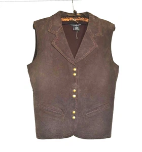 Will Smith Echtleder Damen Weste Wildleder Button Down dunkelbraun Größe M - Bild 1 von 5