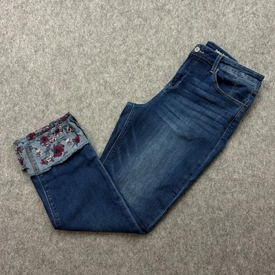 Laurie Felt Daisy Denim Crop Easy Skinny Jeans Women's Size 10 Embroidered - Image 1 of 4