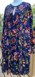 Old Navy Gr. XXL dunkles Blumenmuster Biesen Langarm Etuikleid knielang - Bild 1 von 13