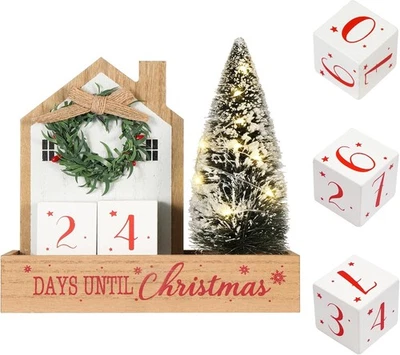 Christmas Tree Countdown Block LED Lighted 99 Days Until Christmas Wreath Calend - Image 1 of 4