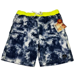 New Big Chill Boys Swim Trunks Tie Dye Sz 18 UPF 50 Neon Blue Beach Surfing - Picture 1 of 11