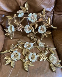 Vintage Syroco Hartriegel Zweige Floral 2 Wanddeko R&L 1960’s USA 20,5" MCM - Bild 1 von 7