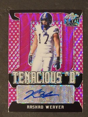 2021 Leaf Metal Draft Rashad Weaver Auto Tenacious 'D' Pink Wave /10 #TD-RW1 - Image 1 of 2