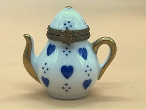 Marque Deposee Limoges France teapot shaped hand painted trinket / jewelry box. - Picture 1 of 5