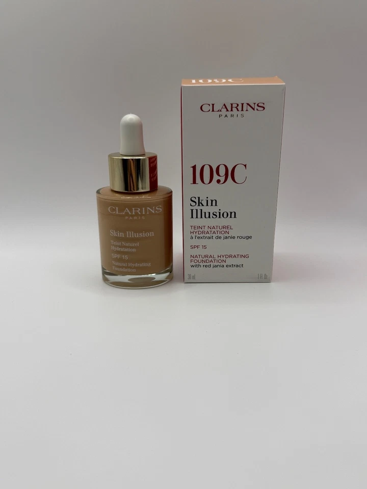 Clarins Skin Illusion Natural Hydrating Foundation Spf 15 109 Wheat 30ml - Image 1 of 3
