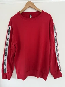 Red Moschino Tape Logo Mens Sweatshirt Size Large - Picture 1 of 9