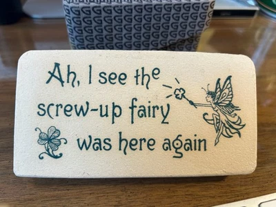 Mountaine Meadows Pottery Wall Plaque Screw Up Fairy Funny Sign Wall Art - Image 1 of 4