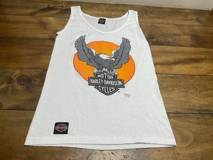 Vintage 3-D Emblem Harley Davidson Eagle White Size Medium Tank Top - Picture 1 of 11