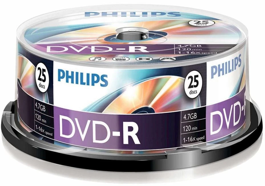PHILIPS - 16x Speed DVD-R Blank DVDs - Spindle 25 Pack - Image 1 of 1