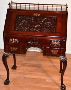 1880s Antique RJ Horner solid mahogany slant front secretary ladies desk