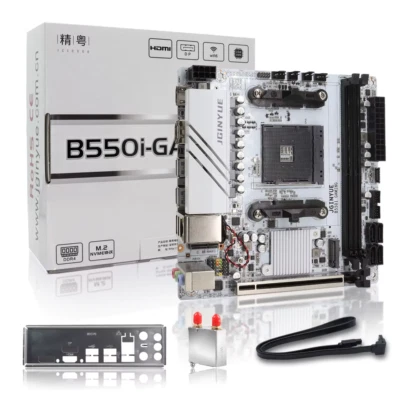 JGINYUE AMD B550i AM4 White mini ITX Motherboard supports Ryzen R5 4000/5000 CPU - Image 1 of 4
