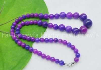 Exquisito collar de cuentas redondas de piedras preciosas de azugilita púrpura africana de 6-14 mm de 18"" Foto 1 de 3