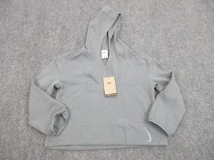 Nike Sweater Girls Medium Gray Crop Hoodie Pullover Sweatshirt Yoga - Picture 1 of 14