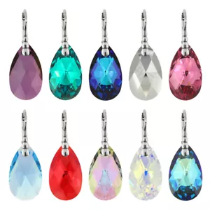 Sterling Silver Teardrop Earrings Hooks made with 6106 22mm Primero® Crystals - Picture 1 of 30