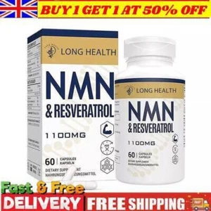 NMN+Resveratrol 60 Capsules Anti-aging Antioxidant Supplement Health 1100mg ~ - Imagen 1 de 9