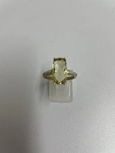 RING lemon quartz diamond 9 ct carat yellow gold FAST FREE DELIVERY - Picture 1 of 18