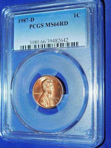 1987-D 1C RD Lincoln Memorial Cent-PCGS #3080 Grade MS66RD--543-1 Cover
