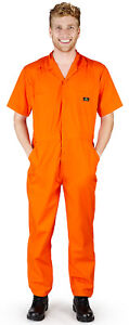 Mens SS Coverall Overall Boilersuit Mechanic Protective Work Wear Regular & Tall