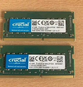 Crucial (2x8GB) 16GB DDR4 2400MHz SODIMM RAM CT8G4SFS824A PC4-19200 - Afbeelding 1 van 1