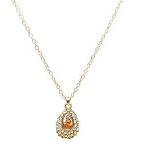 Damen Halskette Tropfen Kristall Anhänger Glitzer Strass Tropfenanhänger 820114 - Picture 1 of 4