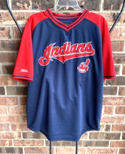 Pullover MLB Cleveland Indians cucito rosso navy maglia capo Wahoo uomo L - Foto 1 di 13